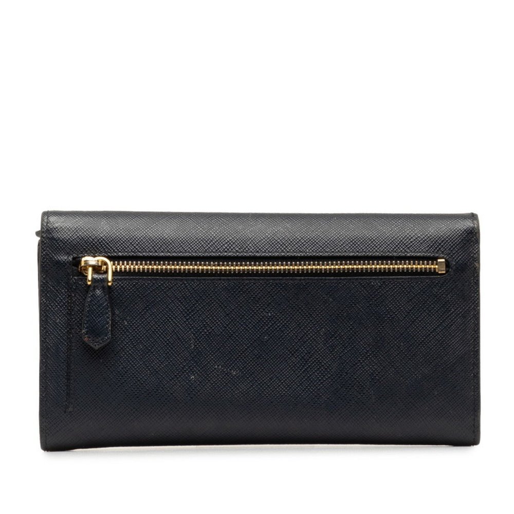 Prada Saffiano Long Wallet 1MH037 Black Navy Leather Women's PRADA - Picture 3 of 11